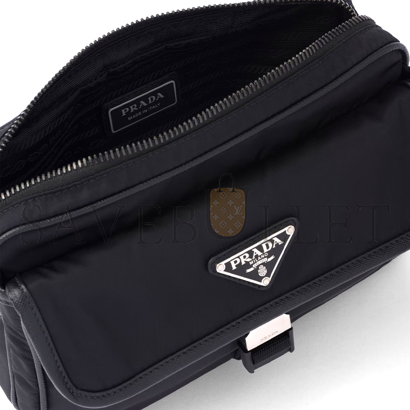 PRADA RE-NYLON AND SAFFIANO LEATHER SHOULDER BAG 2VH133 (22*16*5cm) PRADA RE-NYLON AND SAFFIANO LEATHER SHOULDER BAG 2VH133 (22*16*5cm)